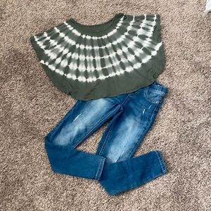 Justice Denim Distressed Leggings & Top Bundle